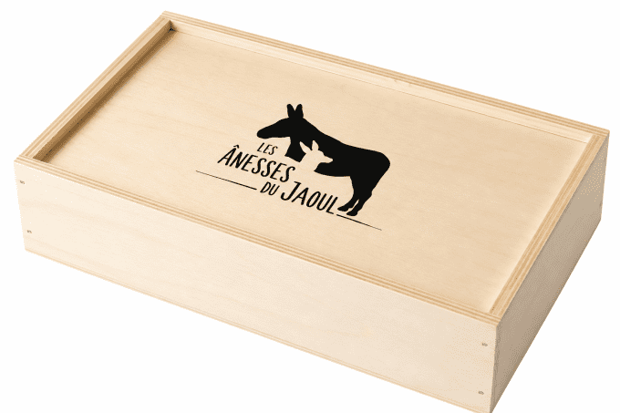 Coffret bois VIDE - formats 100 50 30ml - 18x25x5cm- Les anesses du Jaoul - Aux Libellules