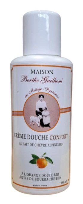 Crème douche au lait de chèvre alpine bio  250 ml - HUILE DE BOURRACHE & ORANGE DOUCE