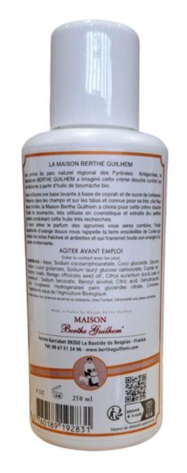 Crème douche au lait de chèvre alpine bio  250 ml - HUILE DE BOURRACHE & ORANGE DOUCE