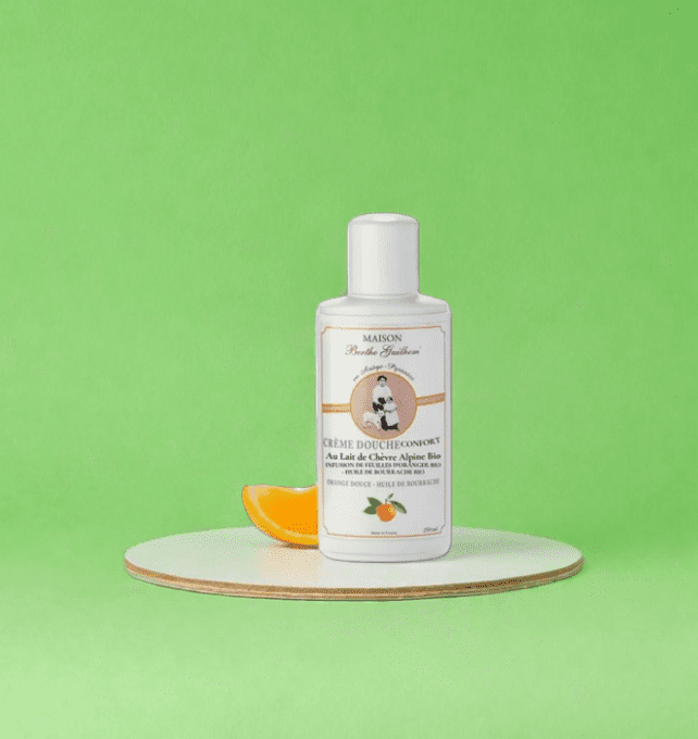 Crème douche au lait de chèvre alpine bio  250 ml - HUILE DE BOURRACHE & ORANGE DOUCE