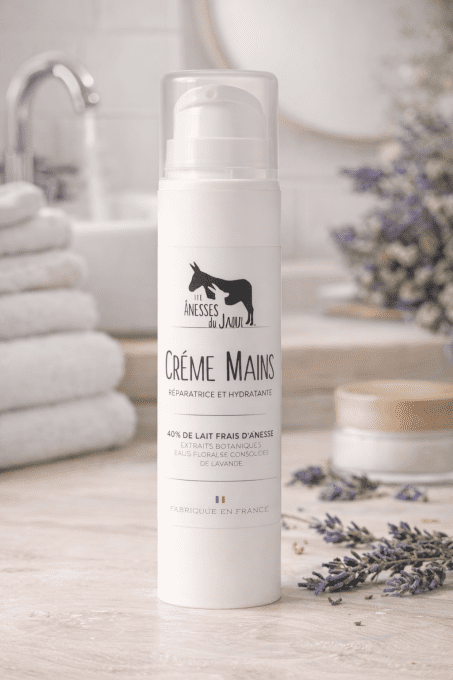 Creme mains au lait d'ânesse BIO 40% - Fleur de coton - 50ml - LES ANESSES DU JAOUL