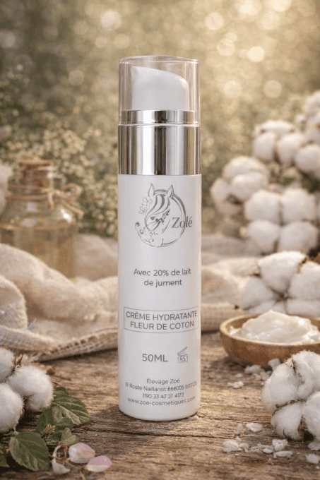 Crème visage légère Fleur de Coton - Lait de jument 20%