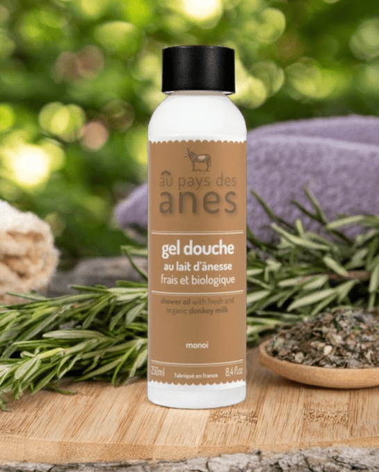 Gel douche au lait d’ânesse frais et biologique Monoï 250 ml