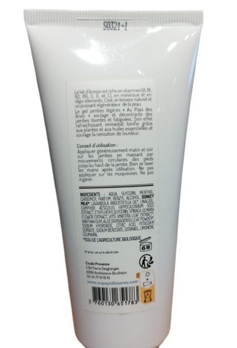Gel jambes lègéres au lait d'ânesse biologique 100 ml 