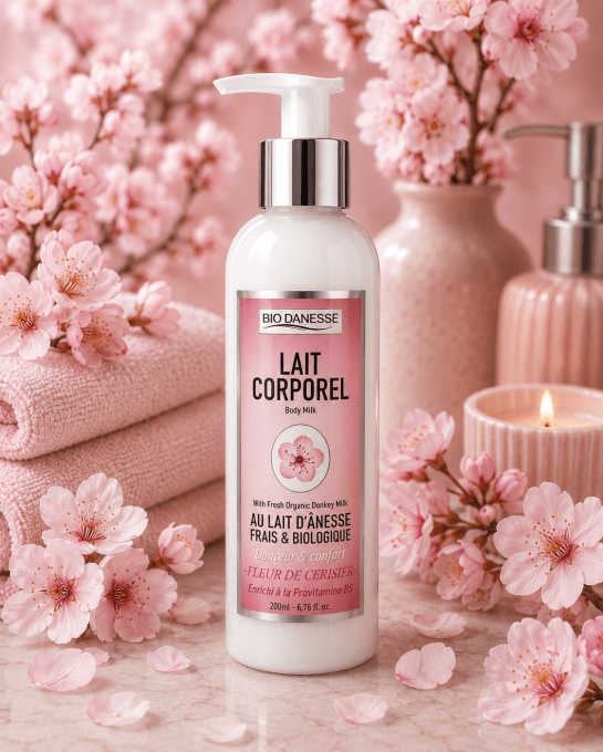 Lait corporel au lait d'ânesse bio fleur de cerisier