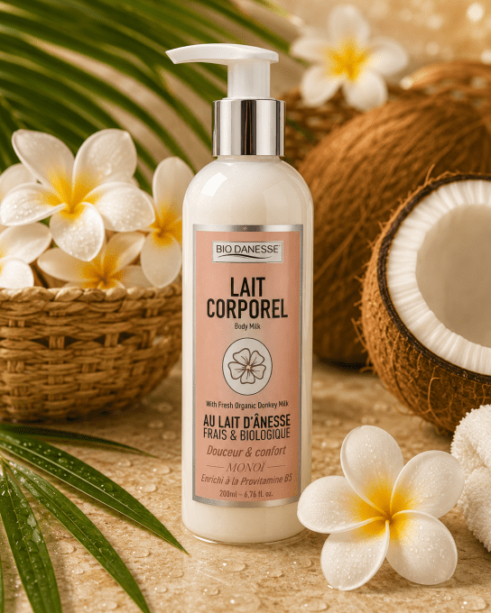 Lait corporel au lait d'ânesse bio Monoï