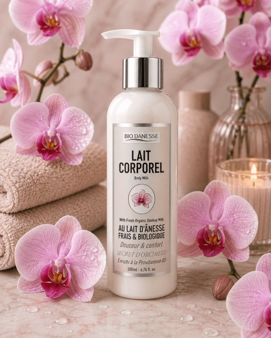 Lait corporel au lait d'ânesse bio orchidée