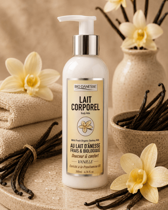 Lait corporel au lait d'ânesse bio vanille
