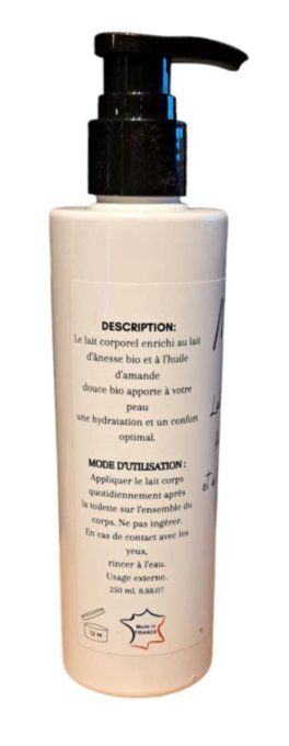 LAIT CORPOREL HYDRATANT AU LAIT D’ÂNESSE BIO ET À L’HUILE D’AMANDE DOUCE BIO 250ML			 			
