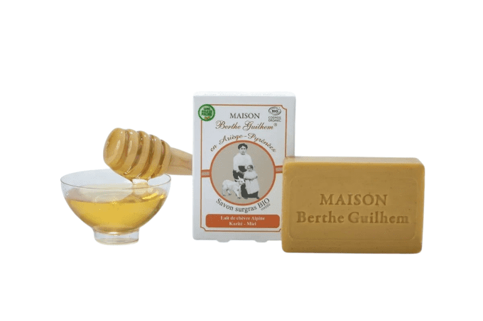 Savon certifié BIO sans huile de palme au lait de chèvre - KARITE/MIEL