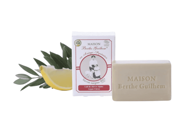 Savon certifié BIO sans huile de palme au lait de chèvre - ARGAN CITRON