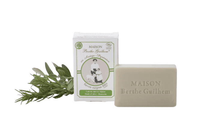 Savon certifié BIO sans huile de palme au lait de chèvre - OLIVE/ROMARIN