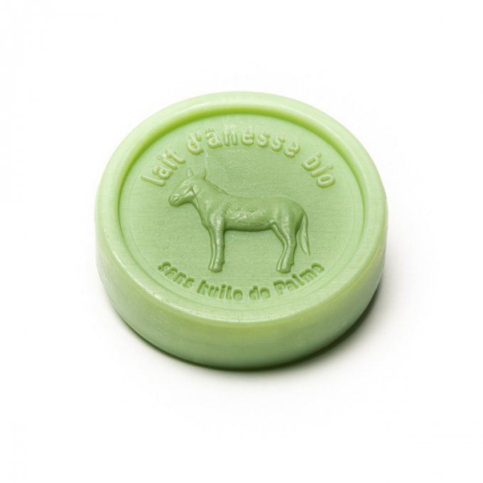 Savon rond sans huile de palme au lait d'ânesse biologique Chevrefeuille 100g 