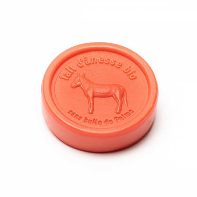 Savon rond sans huile de palme au lait d'ânesse biologique Coquelicot 100g 