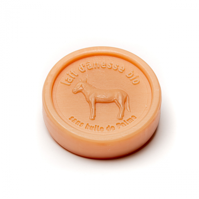 Savon rond sans huile de palme au lait d'ânesse biologique Melon 100g 