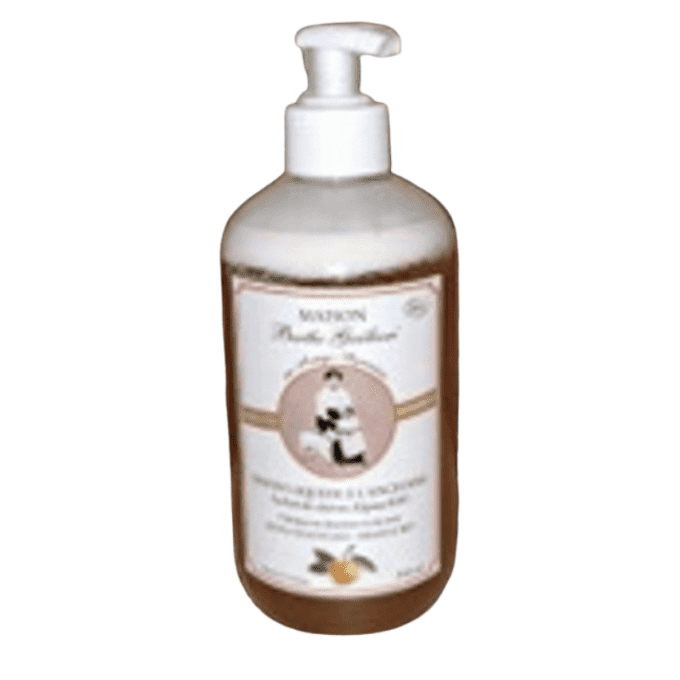 Savon liquide à l’ancienne au lait de chèvre alpine Huile d’olive bio – Orange bio 500ml