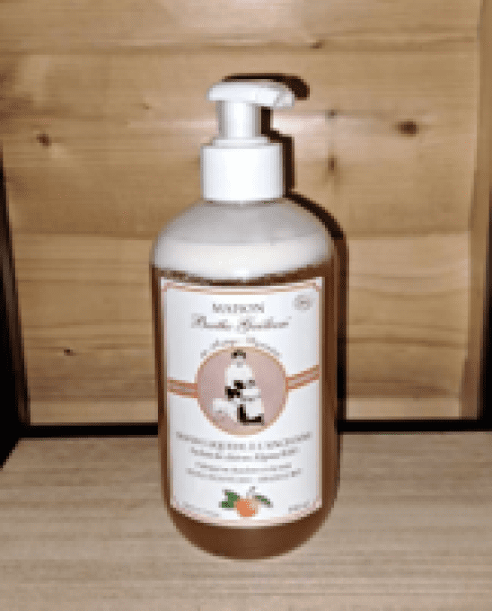 Savon liquide à l’ancienne au lait de chèvre alpine Huile d’olive bio – Orange bio 500ml