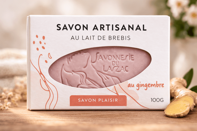 Savon Plaisir au lait de brebis au gingembre - 100g