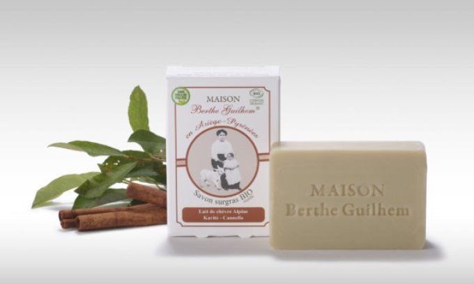 Savon certifié BIO sans huile de palme au lait de chèvre - KARITE & CANELLE