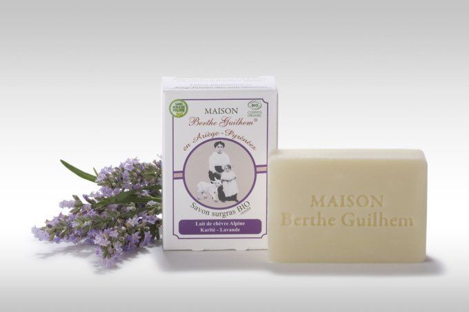 Savon certifié BIO sans huile de palme au lait de chèvre - KARITE & LAVANDE