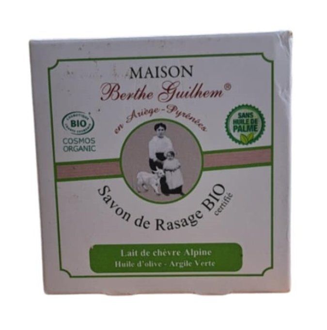 Savon de rasage certifié BIO sans huile de palme au lait de chèvre