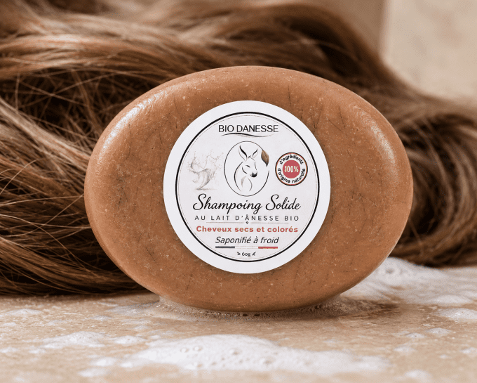Shampoing solide au lait d'ânesse bio cheveux secs et colorés